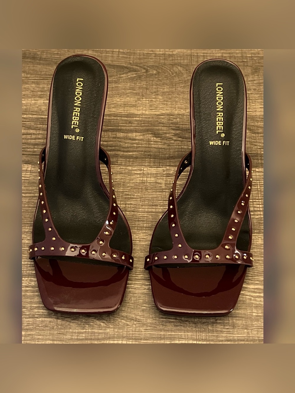 London Rebel Jamie Studded Heeled Sandals Brown Women’s Size -6